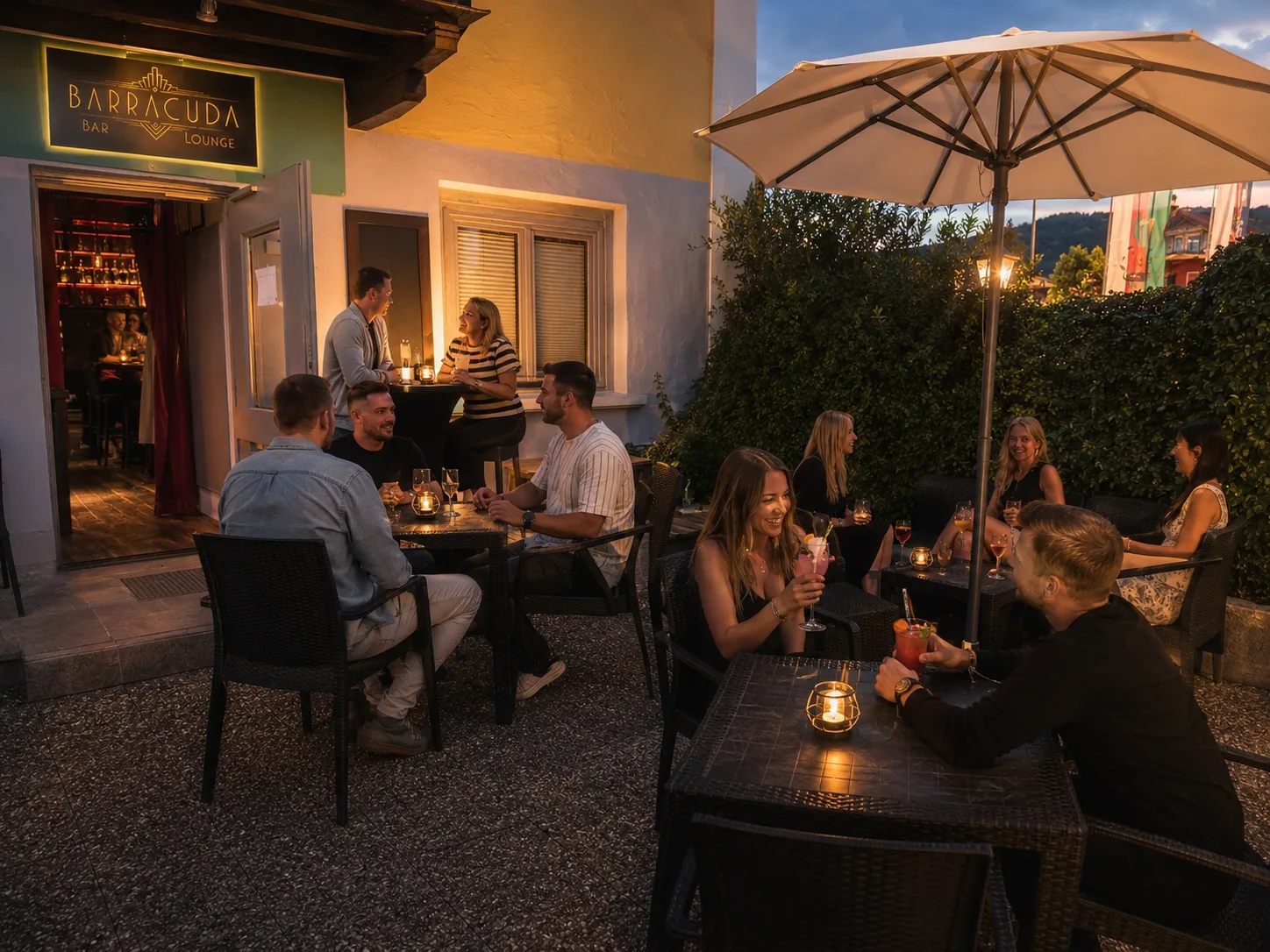Barracuda Terrasse am Abend