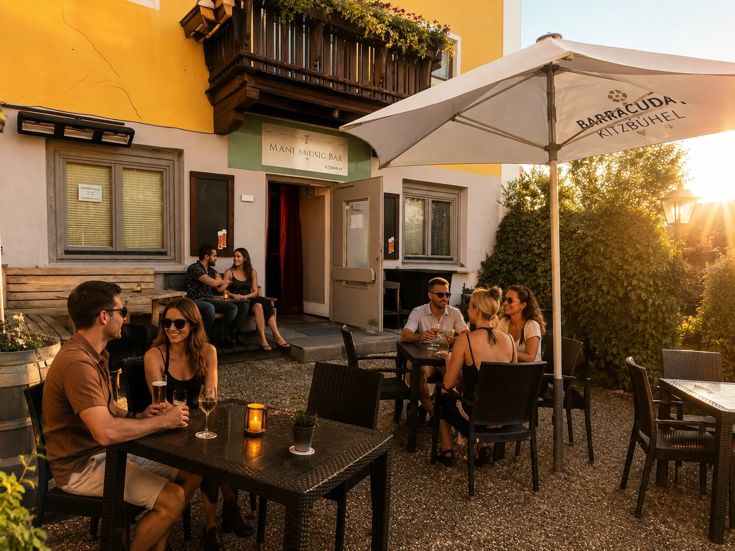 Barracuda Terrasse bei Sonnenuntergang
